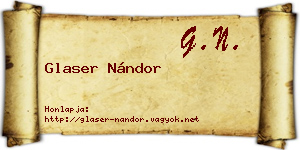 Glaser Nándor névjegykártya
